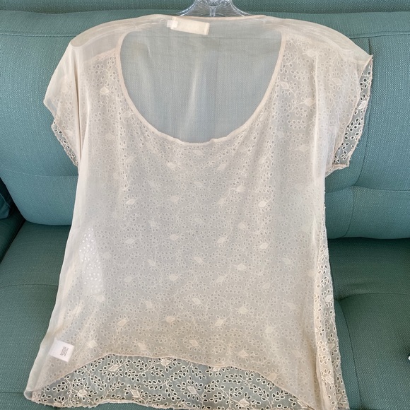 Johnny Was Top Silk Cream Sheer Eyelet NWT - Picture 2 of 15